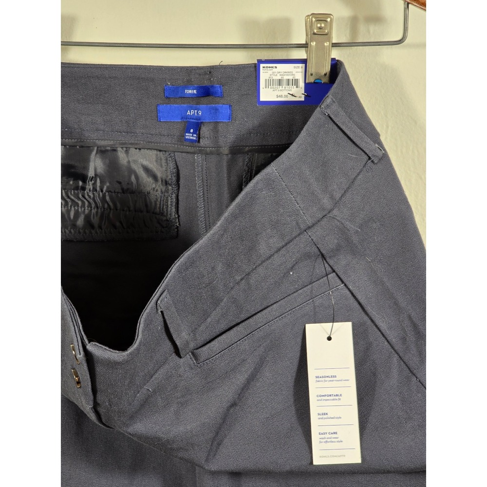 NWT Apt. 9 Gray Dress Pants Straight Leg‎ Ankle Career Business Casual Size 8